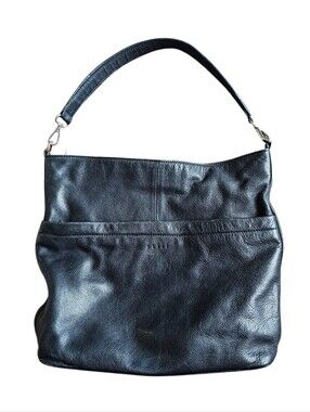 Still Nordic Classic Black Genuine Leather Shoulder Hobo Bag